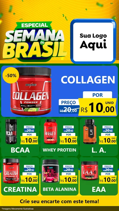 Modelo de Rede Social para Stories com o tema Especial Semana do Brasil para Suplementos alimentares
