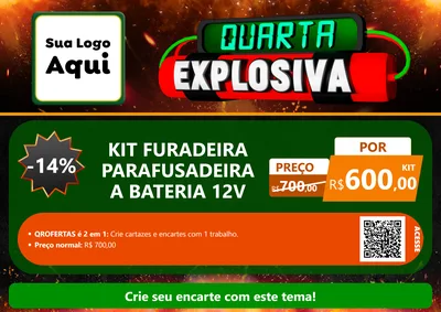Modelo de Cartaz para Cartaz A4 Horizontal com o tema Quarta Explosiva para Maquinas e Ferramentas