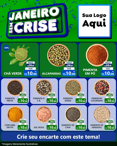 Modelo de Rede Social para Feed Instagram com o tema Janeiro Sem Crise para Produtos Naturais