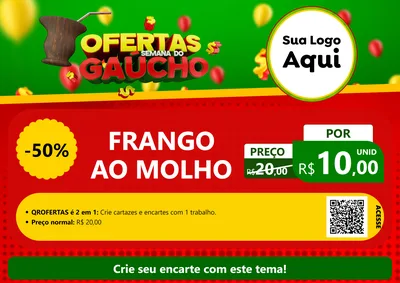 Modelo de Cartaz para Cartaz A4 Horizontal com o tema Ofertas Semana Do Gaúcho para Restaurante