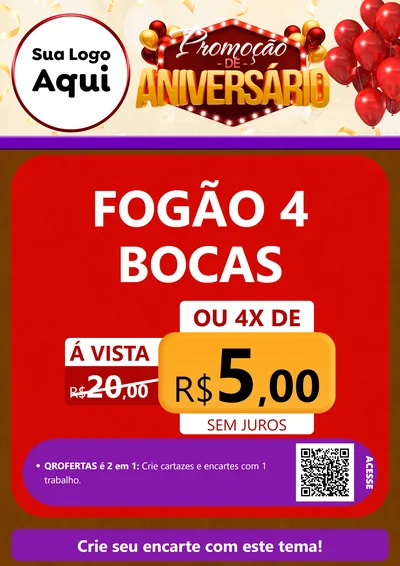 Modelo de Cartaz para Cartaz A4 Vertical com o tema Promoção de Aniversário para Móveis e Eletro