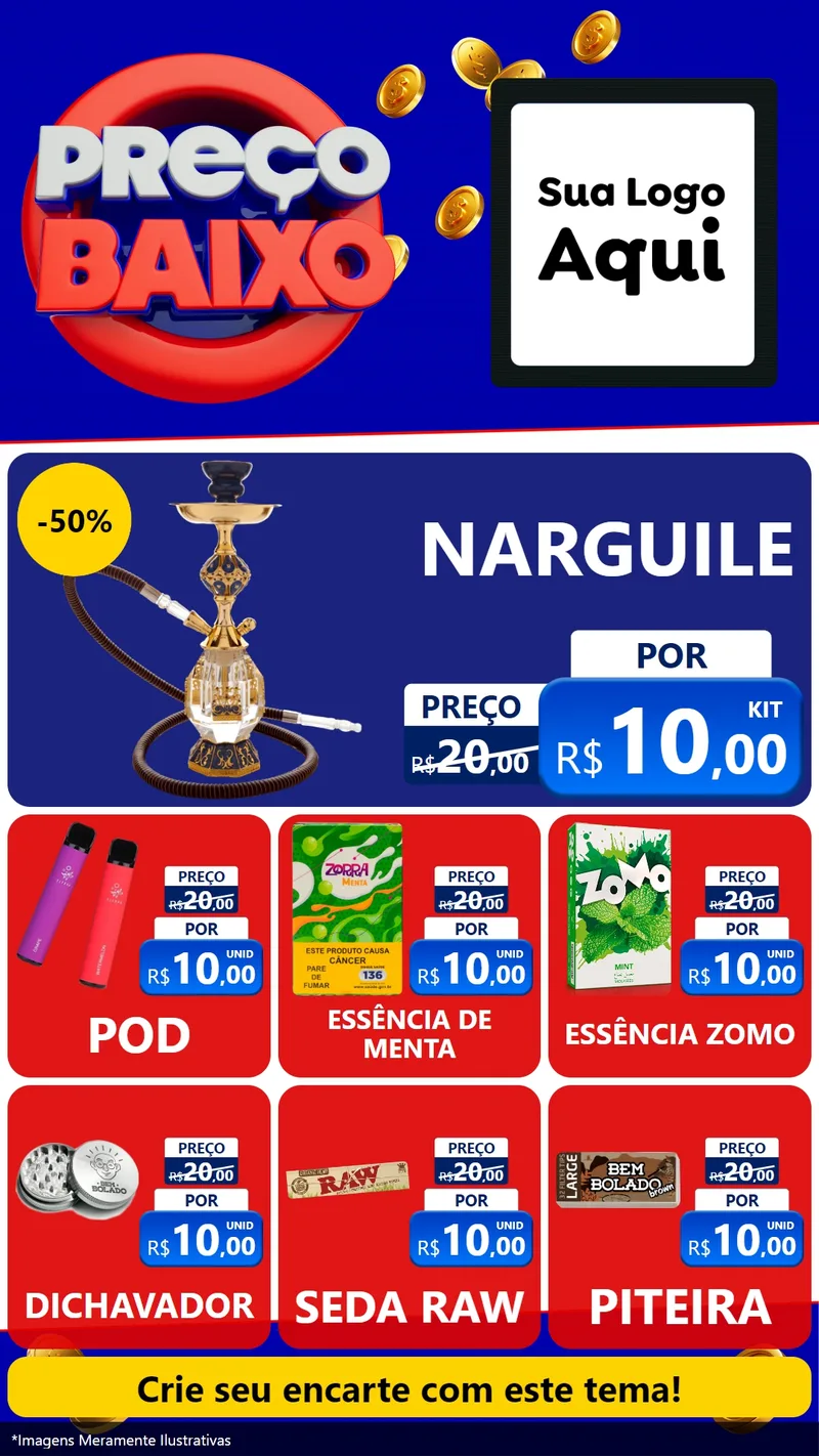 Modelo de Rede Social para Stories com o tema Preço Baixo para Tabacaria