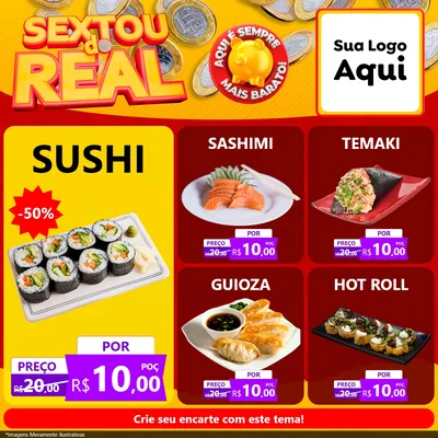 Modelo de Rede Social para Feed Facebook com o tema Sextou do Real para Comida japonesa