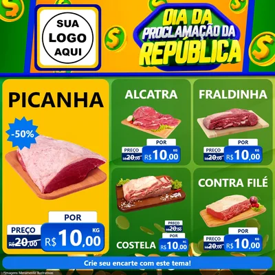 Modelo de Rede Social para Feed Facebook com o tema Dia Da Proclamação da República para Açougue