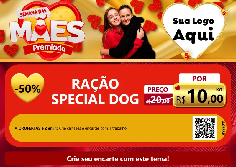 Modelo de Cartaz para Cartaz A4 Horizontal com o tema Semana das Mães Premiada para Pet Shop