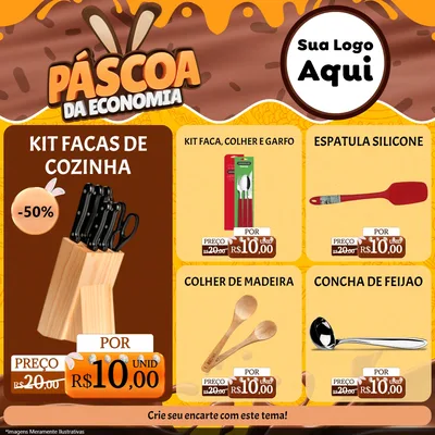 Modelo de Rede Social para Feed Facebook com o tema Páscoa da Economia para Utilidades Domésticas