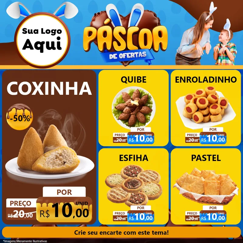Modelo de Rede Social para Feed Facebook com o tema Páscoa de Ofertas para Salgadaria
