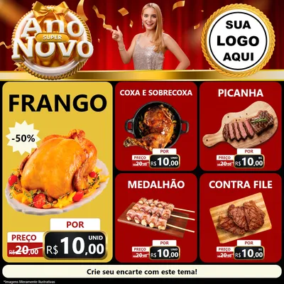 Modelo de Rede Social para Feed Facebook com o tema Super Ano Novo para Assados