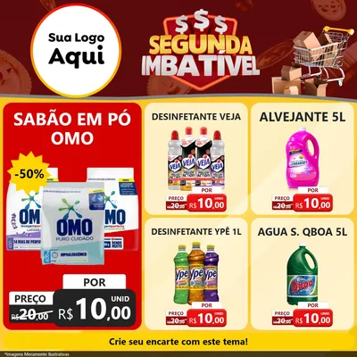 Modelo de Rede Social para Feed Facebook com o tema Segunda Imbatível para Produtos de Limpeza