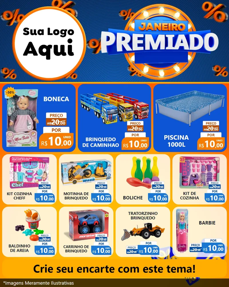 Modelo de Rede Social para Feed Instagram com o tema Janeiro Premiado para Brinquedos