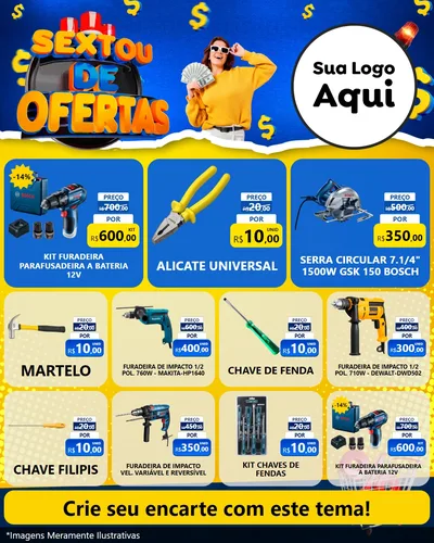 Modelo de Rede Social para Feed Instagram com o tema Sextou de Ofertas para Maquinas e Ferramentas