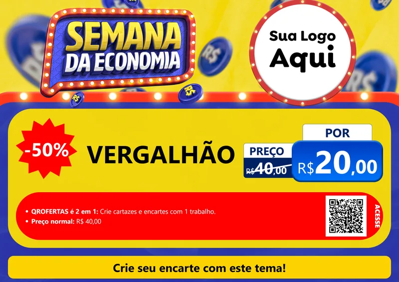 Modelo de Cartaz para Cartaz A4 Horizontal com o tema Semana da Economia para Ferragens