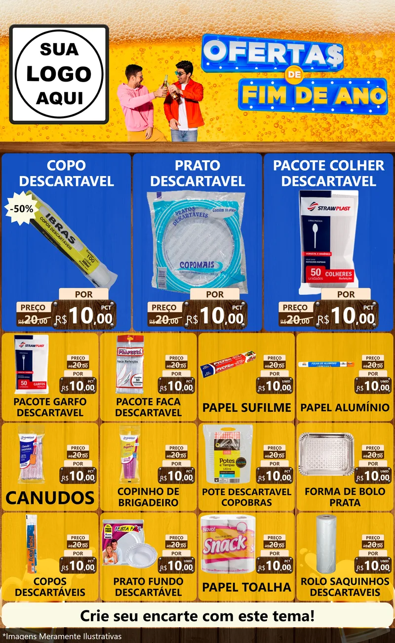 Modelo de Encarte para Encarte Grande com o tema Ofertas de Fim de Ano para Embalagens