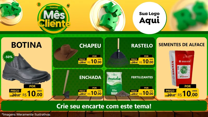 Modelo de TV para TV Horizontal com o tema Especial Mês do Cliente para Agropecuária