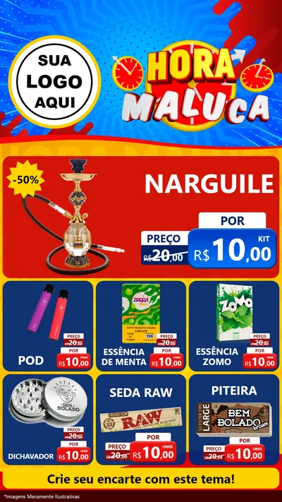 Modelo de Rede Social para Stories com o tema Hora Maluca para Tabacaria