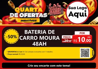 Modelo de Cartaz para Cartaz A4 Horizontal com o tema Quarta de Ofertas Imbatíveis para Baterias Elétricas