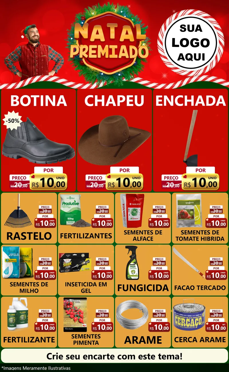 Modelo de Encarte para Encarte Grande com o tema Natal Premiado para Agropecuária