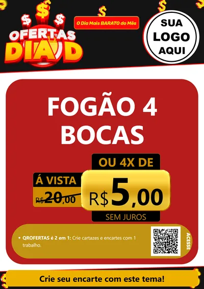 Modelo de Cartaz para Cartaz A4 Vertical com o tema Ofertas Dia D para Móveis e Eletro
