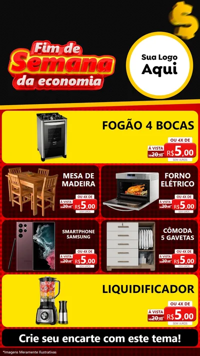 Modelo de TV para TV Vertical com o tema Fim de Semana da Economia para Móveis e Eletro