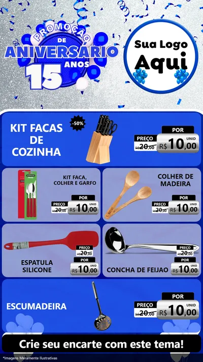 Modelo de TV para TV Vertical com o tema Promoção de Aniversário - 15 Anos para Utilidades Domésticas