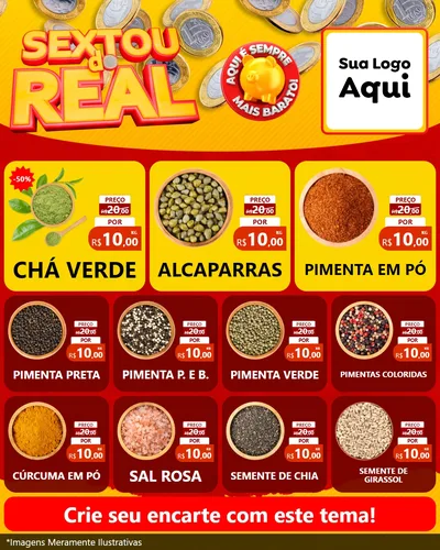 Modelo de Rede Social para Feed Instagram com o tema Sextou do Real para Produtos Naturais