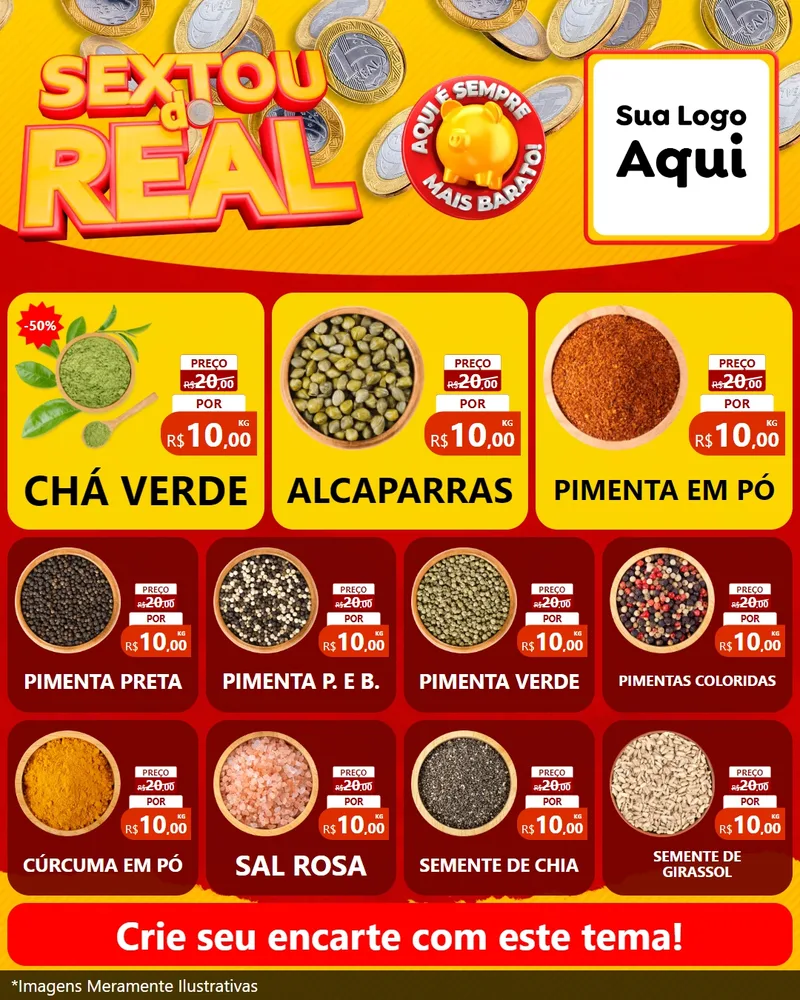 Modelo de Rede Social para Feed Instagram com o tema Sextou do Real para Produtos Naturais