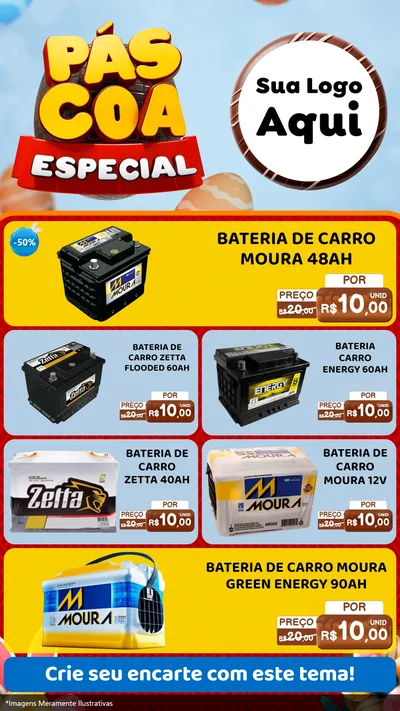 Modelo de TV para TV Vertical com o tema Páscoa Especial para Baterias Elétricas