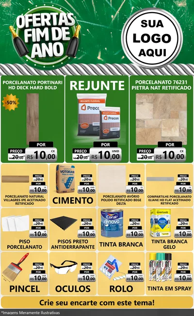 Modelo de Encarte para Encarte Grande com o tema Ofertas Fim de Ano para Pisos e revestimentos