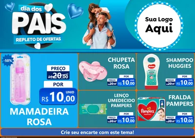 Modelo de Encarte para Encarte A4 Horizontal com o tema Dia Dos Pais Repleto de Ofertas para Bebês