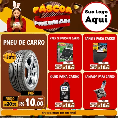 Modelo de Rede Social para Feed Facebook com o tema Páscoa Premiada para Auto peças