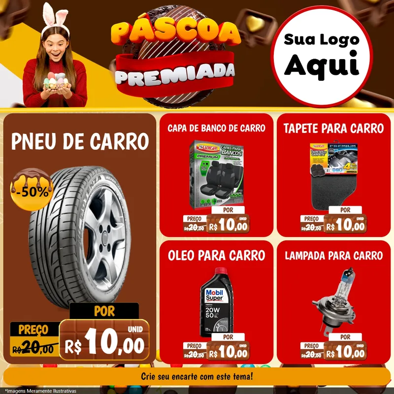 Modelo de Rede Social para Feed Facebook com o tema Páscoa Premiada para Auto peças