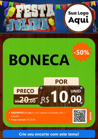 Modelo de Cartaz para Cartaz A4 Vertical com o tema Festa Julina para Brinquedos