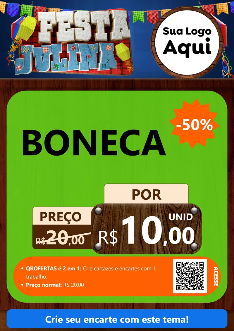 Modelo de Cartaz para Cartaz A4 Vertical com o tema Festa Julina para Brinquedos