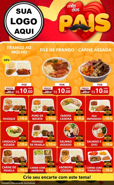 Modelo de Encarte para Encarte Grande com o tema Mês Dos Pais para Restaurante