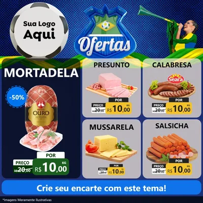 Modelo de Rede Social para Feed Facebook com o tema Ofertas (Futebol) para Frios e Laticínios