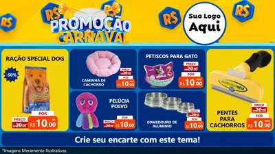 Modelo de TV para TV Horizontal com o tema Promoção de Carnaval para Pet Shop