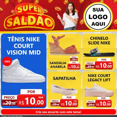 Modelo de Rede Social para Feed Facebook com o tema Super Saldão para Calçados