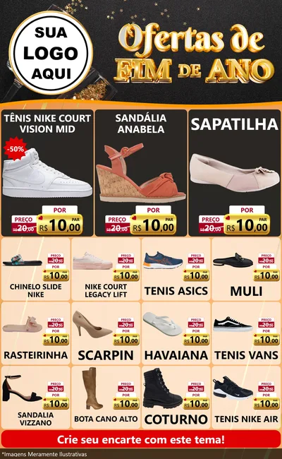 Modelo de Encarte para Encarte Grande com o tema Ofertas de Fim de Ano para Calçados
