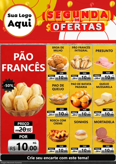 Modelo de Encarte para Encarte A4 Vertical com o tema Segunda de Ofertas para Padaria