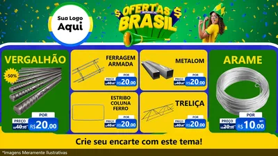 Modelo de TV para TV Horizontal com o tema Ofertas Semana do Brasil para Ferragens