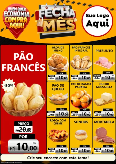 Modelo de Encarte para Encarte A4 Vertical com o tema Fecha Mês para Padaria