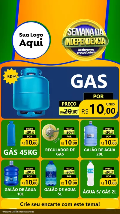Modelo de Rede Social para Stories com o tema Semana da Independência Declaramos Preços Baixos para Água e gás