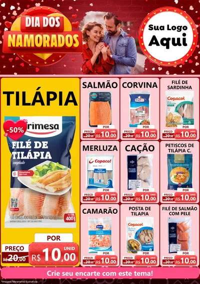 Modelo de Encarte para Encarte A4 Vertical com o tema Dia Dos Namorados para Peixaria