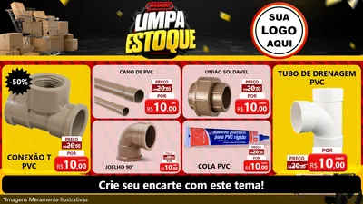 Modelo de TV para TV Horizontal com o tema Operação Limpa Estoque para Tubos e conexões