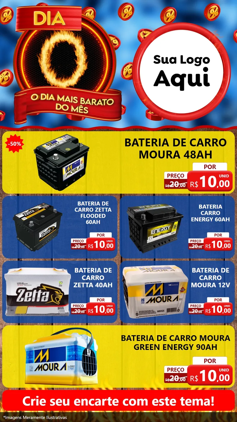 Modelo de TV para TV Vertical com o tema Dia O - O Dia Mais Barato Do Mês para Baterias Elétricas