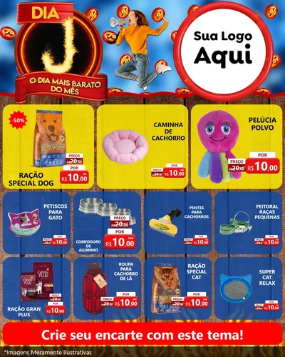 Modelo de Rede Social para Feed Instagram com o tema Dia J - O Dia Mais Barato Do Mês para Pet Shop