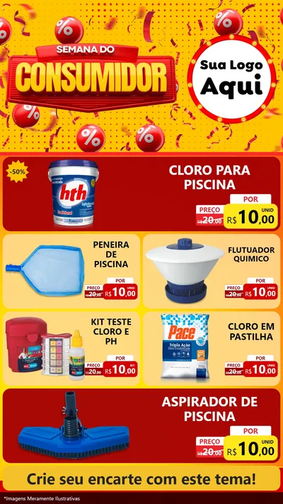 Modelo de TV para TV Vertical com o tema Semana do Consumidor para Produtos para Piscina