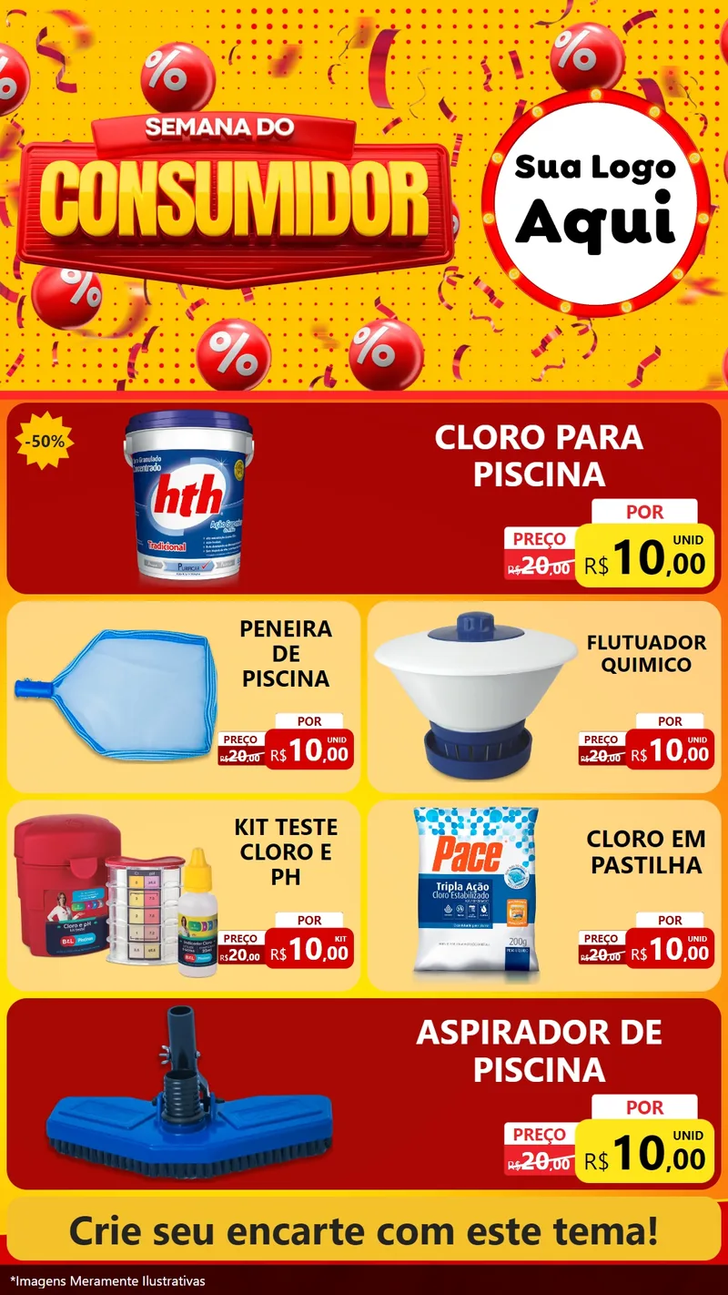 Modelo de TV para TV Vertical com o tema Semana do Consumidor para Produtos para Piscina