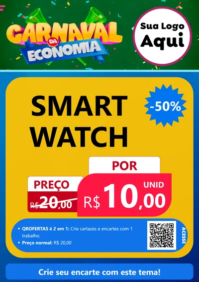 Modelo de Cartaz para Cartaz A4 Vertical com o tema Carnaval da Economia para Informática