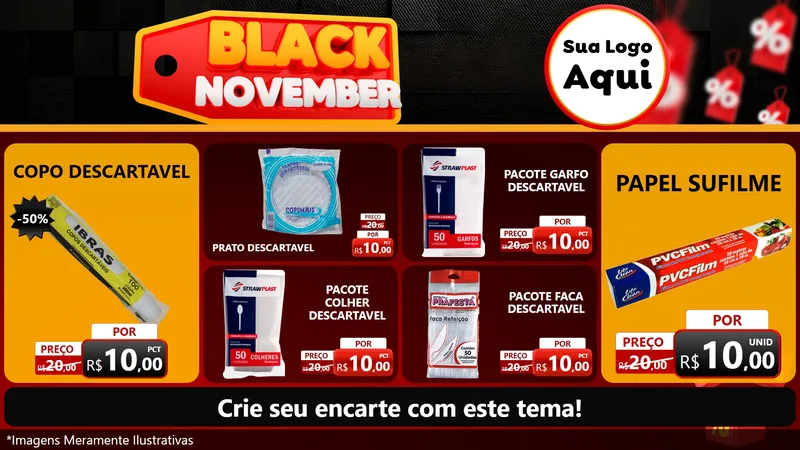 Modelo de TV para TV Horizontal com o tema Black November para Embalagens